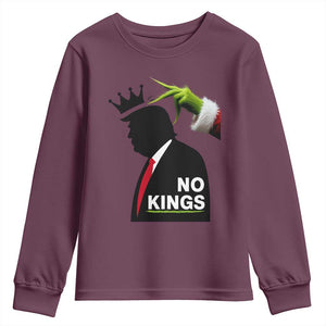Funny Christmas No Kings in America Youth Sweatshirt TS10 Maroon Print Your Wear