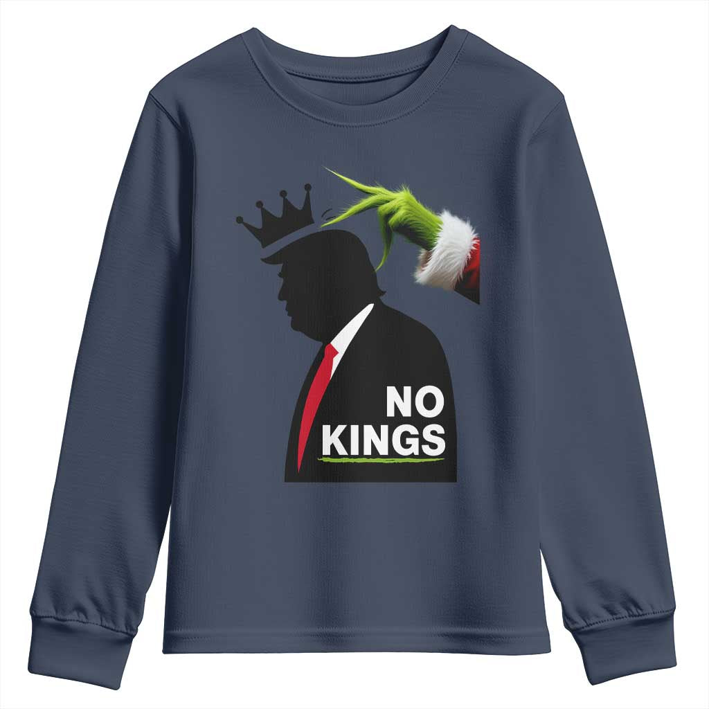 Funny Christmas No Kings in America Youth Sweatshirt TS10 Navy Print Your Wear