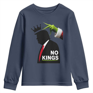 Funny Christmas No Kings in America Youth Sweatshirt TS10 Navy Print Your Wear