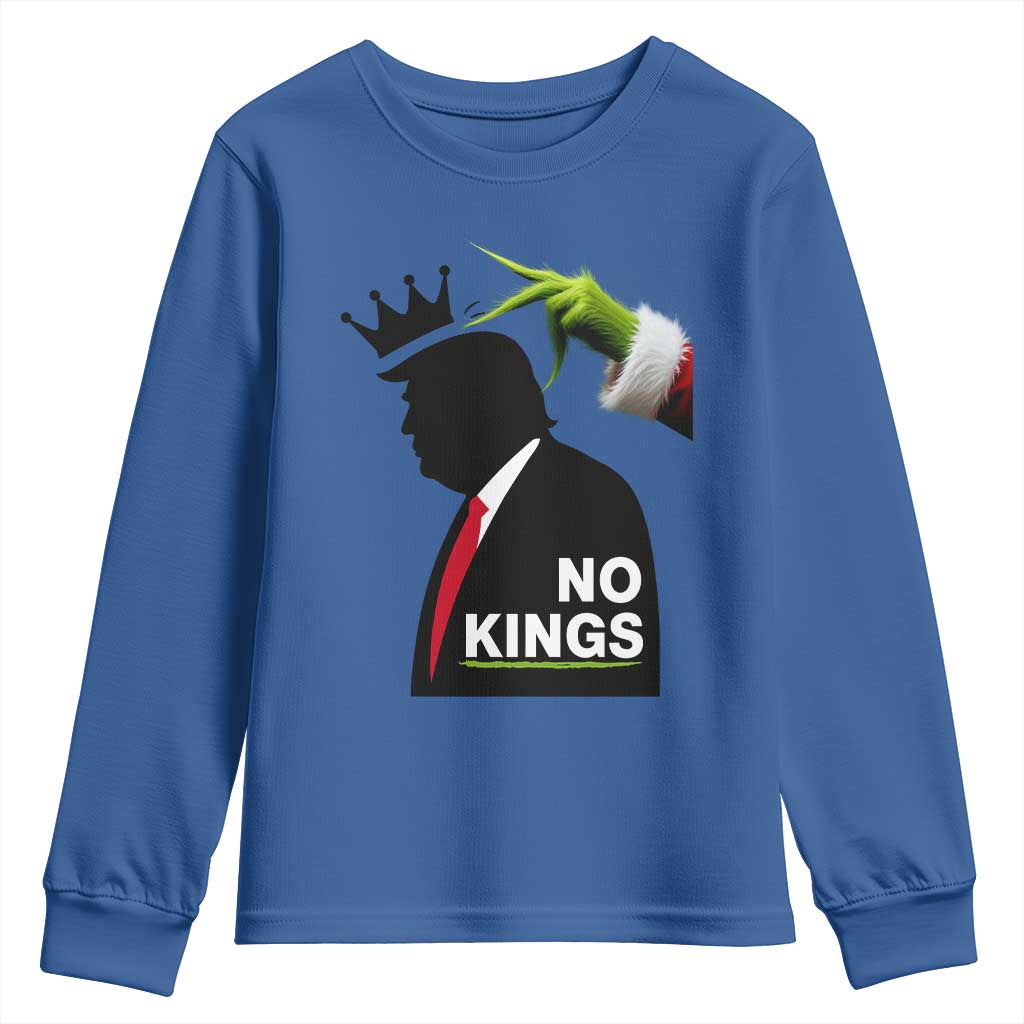 Funny Christmas No Kings in America Youth Sweatshirt TS10 Royal Blue Print Your Wear