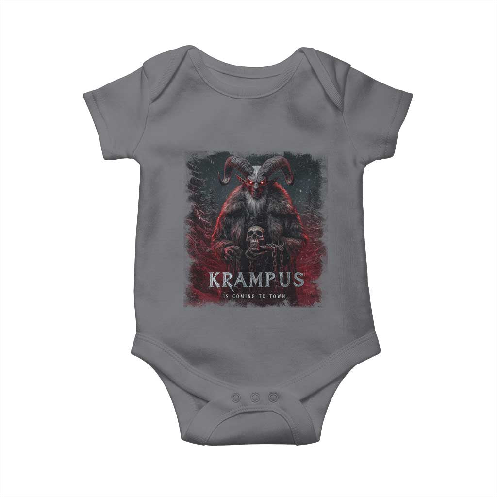 Krampus Is Coming To Town Baby Onesie Gothic Dark Xmas Gift Horror Holiday TS10 Charcoal Print Your Wear