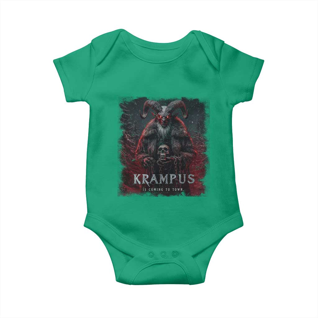Krampus Is Coming To Town Baby Onesie Gothic Dark Xmas Gift Horror Holiday TS10 Irish Green Print Your Wear