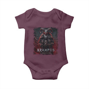 Krampus Is Coming To Town Baby Onesie Gothic Dark Xmas Gift Horror Holiday TS10 Maroon Print Your Wear