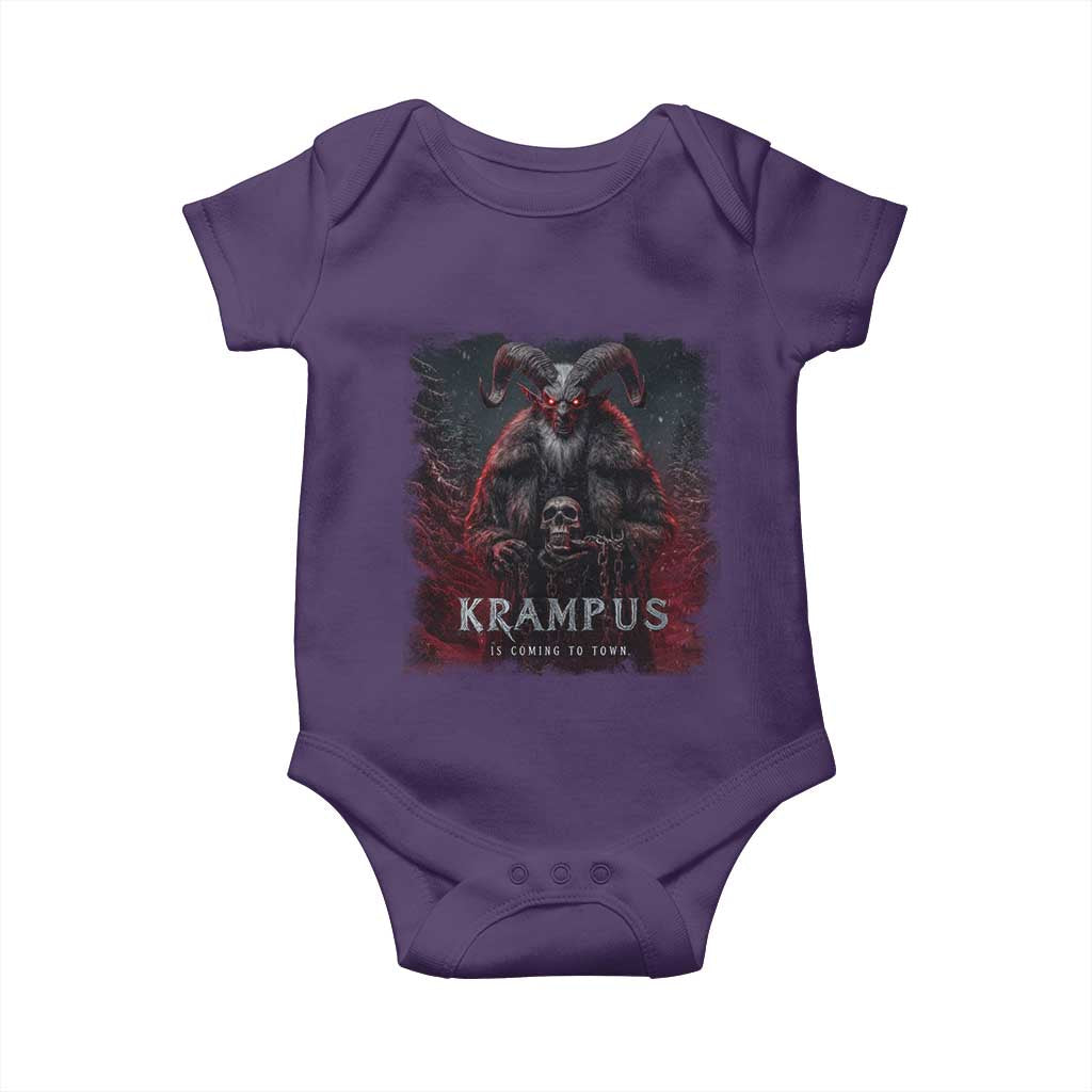 Krampus Is Coming To Town Baby Onesie Gothic Dark Xmas Gift Horror Holiday TS10 Purple Print Your Wear