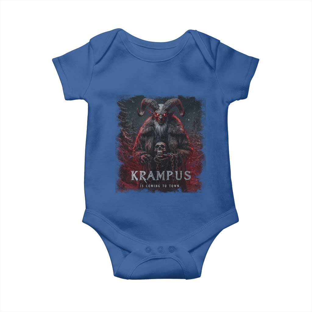 Krampus Is Coming To Town Baby Onesie Gothic Dark Xmas Gift Horror Holiday TS10 Royal Blue Print Your Wear