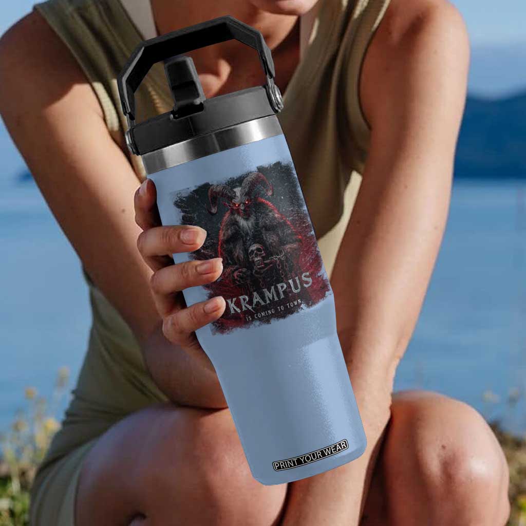 Krampus Is Coming To Town Flip Straw Tumbler Gothic Dark Xmas Gift Horror Holiday TS10 One Size: 30 oz Light Blue Print Your Wear