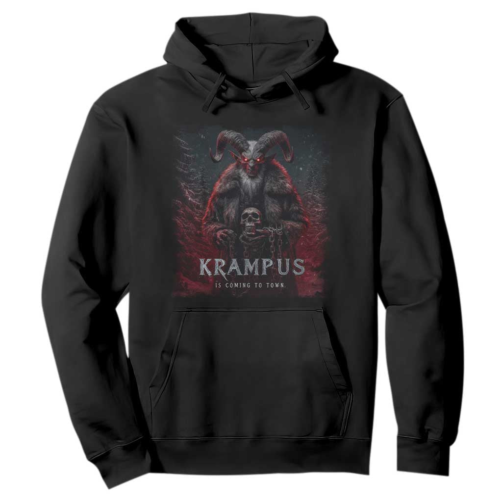 Krampus Is Coming To Town Hoodie Gothic Dark Xmas Gift Horror Holiday TS10 Black Print Your Wear