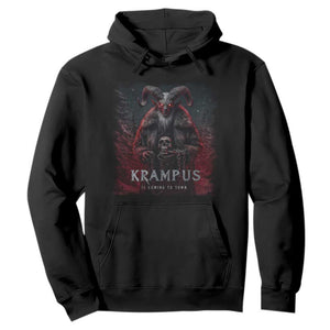 Krampus Is Coming To Town Hoodie Gothic Dark Xmas Gift Horror Holiday TS10 Black Print Your Wear