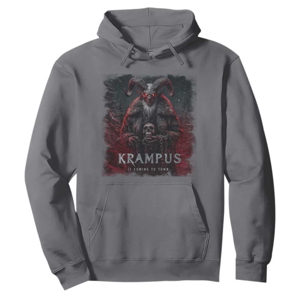 Krampus Is Coming To Town Hoodie Gothic Dark Xmas Gift Horror Holiday TS10 Charcoal Print Your Wear