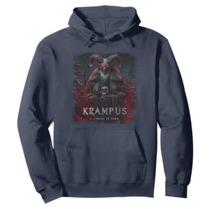 Krampus Is Coming To Town Hoodie Gothic Dark Xmas Gift Horror Holiday TS10 Navy Print Your Wear
