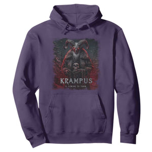 Krampus Is Coming To Town Hoodie Gothic Dark Xmas Gift Horror Holiday TS10 Purple Print Your Wear