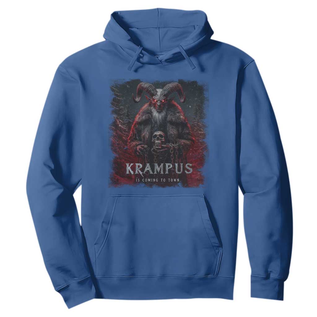 Krampus Is Coming To Town Hoodie Gothic Dark Xmas Gift Horror Holiday TS10 Royal Blue Print Your Wear