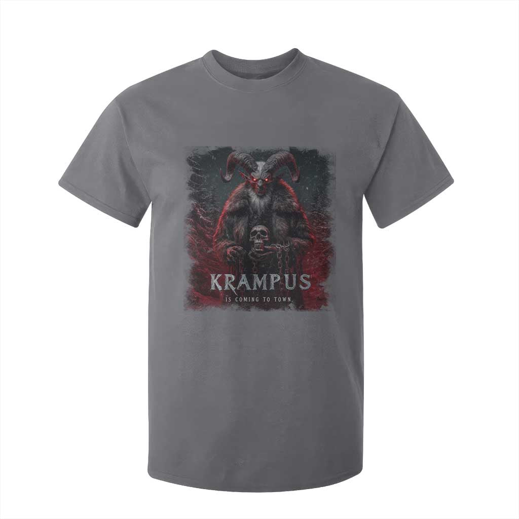 Krampus Is Coming To Town T Shirt For Kid Gothic Dark Xmas Gift Horror Holiday TS10 Charcoal Print Your Wear