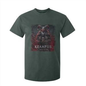 Krampus Is Coming To Town T Shirt For Kid Gothic Dark Xmas Gift Horror Holiday TS10 Dark Forest Green Print Your Wear
