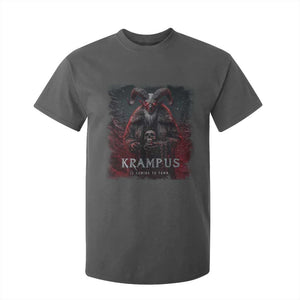 Krampus Is Coming To Town T Shirt For Kid Gothic Dark Xmas Gift Horror Holiday TS10 Dark Heather Print Your Wear