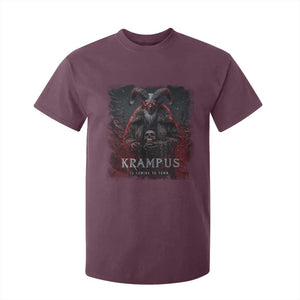 Krampus Is Coming To Town T Shirt For Kid Gothic Dark Xmas Gift Horror Holiday TS10 Maroon Print Your Wear