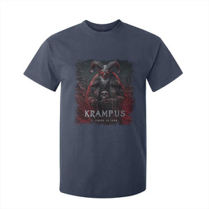 Krampus Is Coming To Town T Shirt For Kid Gothic Dark Xmas Gift Horror Holiday TS10 Navy Print Your Wear