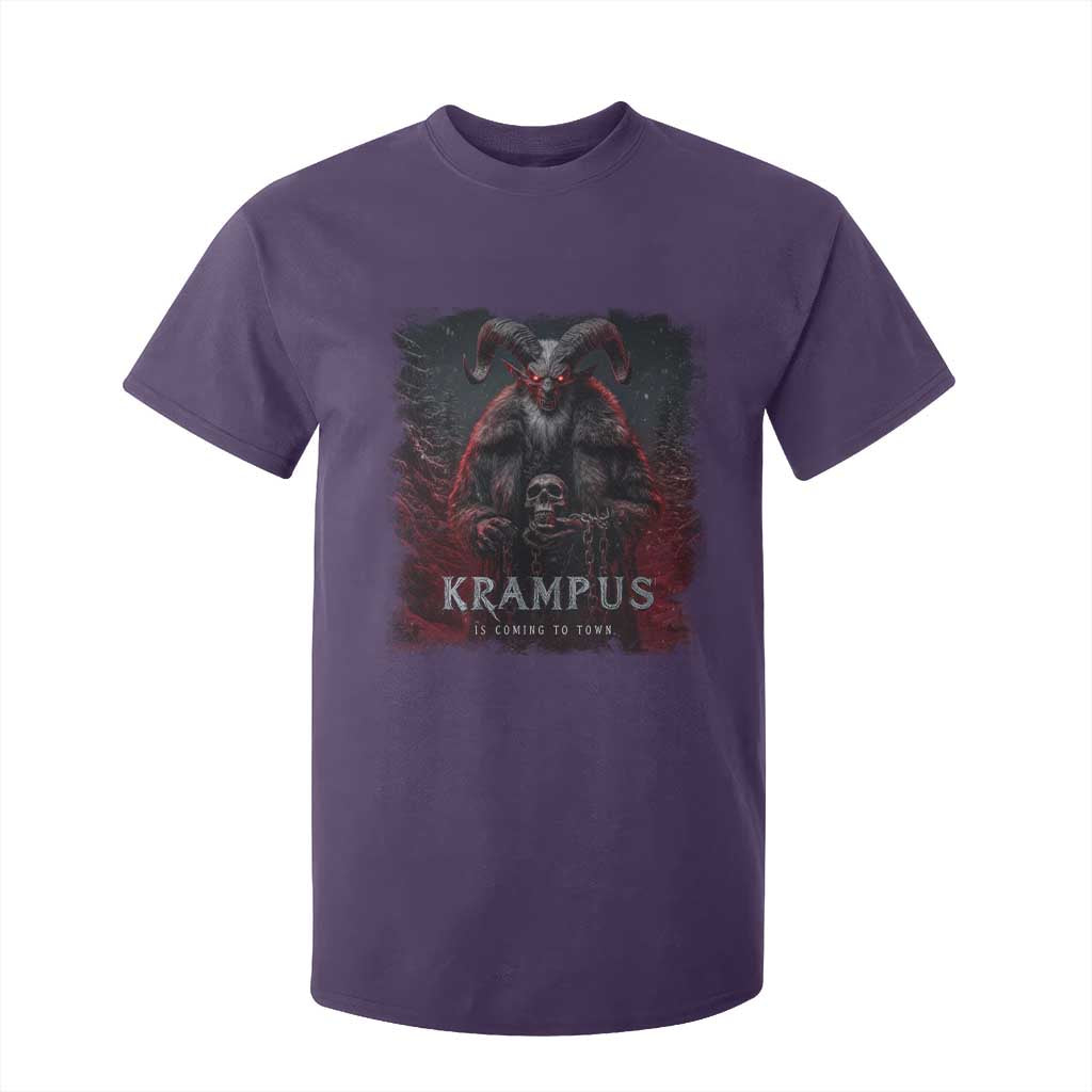 Krampus Is Coming To Town T Shirt For Kid Gothic Dark Xmas Gift Horror Holiday TS10 Purple Print Your Wear