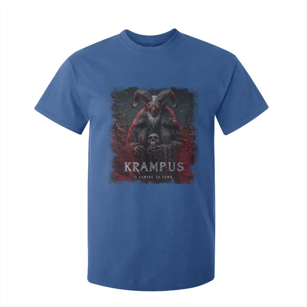 Krampus Is Coming To Town T Shirt For Kid Gothic Dark Xmas Gift Horror Holiday TS10 Royal Blue Print Your Wear