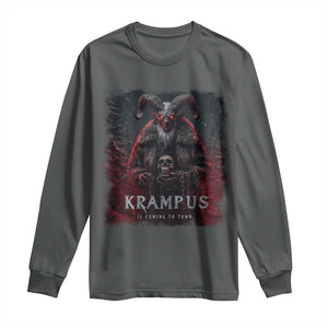 Krampus Is Coming To Town Long Sleeve Shirt Gothic Dark Xmas Gift Horror Holiday TS10 Dark Heather Print Your Wear