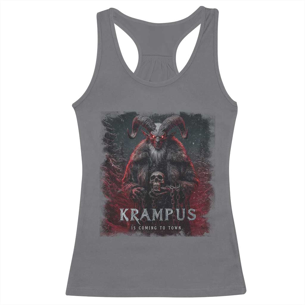 Krampus Is Coming To Town Racerback Tank Top Gothic Dark Xmas Gift Horror Holiday TS10 Charcoal Print Your Wear