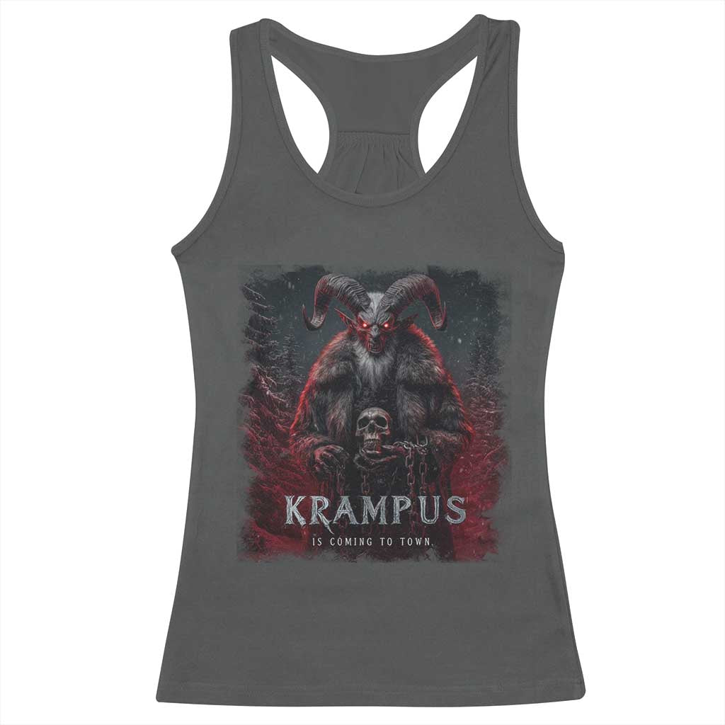 Krampus Is Coming To Town Racerback Tank Top Gothic Dark Xmas Gift Horror Holiday TS10 Dark Heather Print Your Wear
