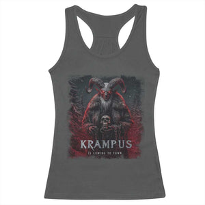 Krampus Is Coming To Town Racerback Tank Top Gothic Dark Xmas Gift Horror Holiday TS10 Dark Heather Print Your Wear