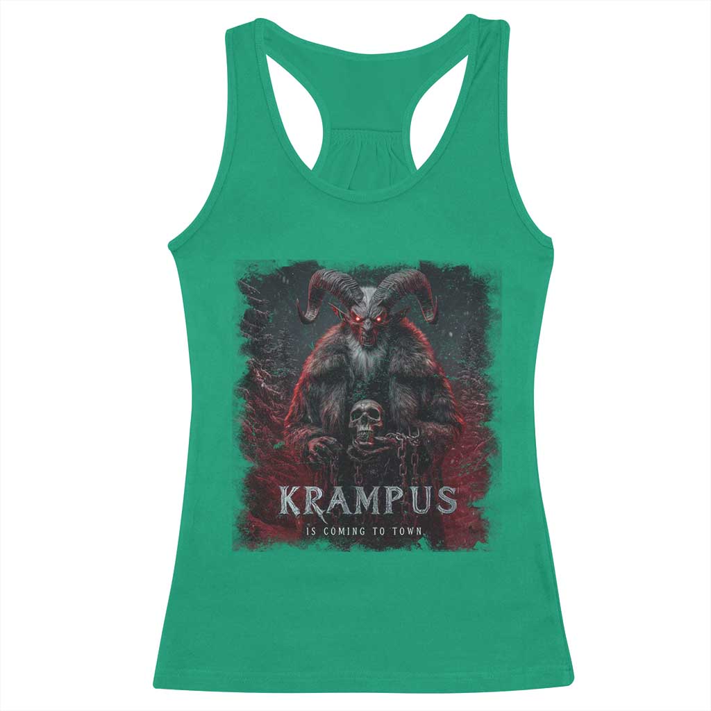 Krampus Is Coming To Town Racerback Tank Top Gothic Dark Xmas Gift Horror Holiday TS10 Irish Green Print Your Wear