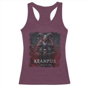 Krampus Is Coming To Town Racerback Tank Top Gothic Dark Xmas Gift Horror Holiday TS10 Maroon Print Your Wear