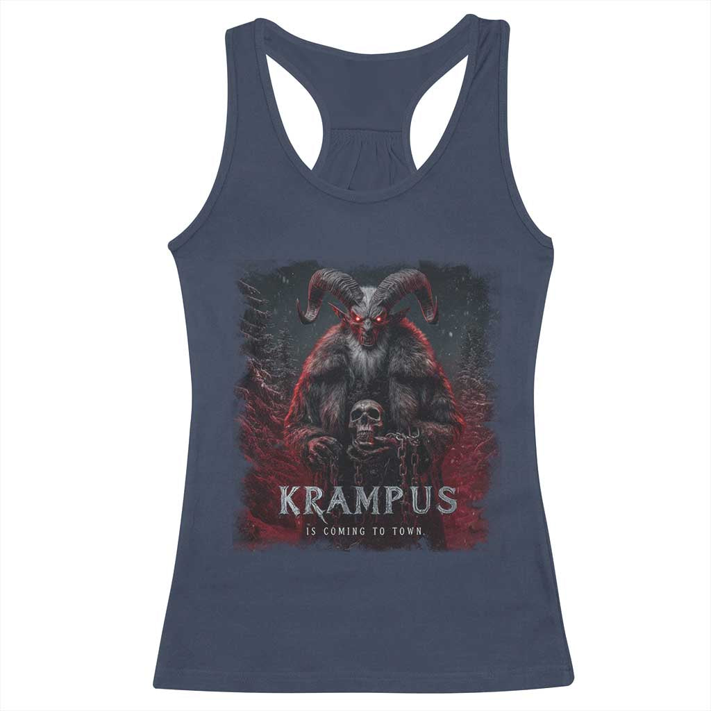 Krampus Is Coming To Town Racerback Tank Top Gothic Dark Xmas Gift Horror Holiday TS10 Navy Print Your Wear