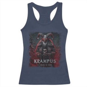 Krampus Is Coming To Town Racerback Tank Top Gothic Dark Xmas Gift Horror Holiday TS10 Navy Print Your Wear