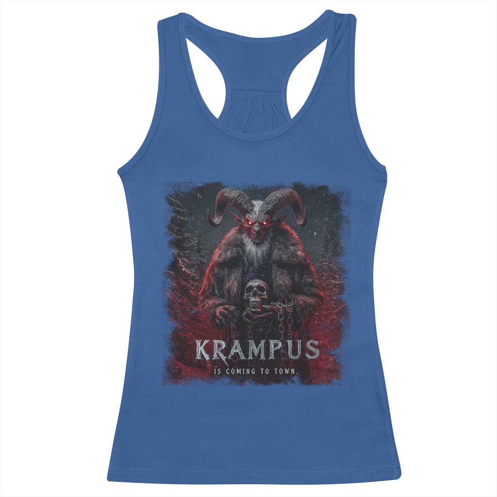 Krampus Is Coming To Town Racerback Tank Top Gothic Dark Xmas Gift Horror Holiday TS10 Royal Blue Print Your Wear