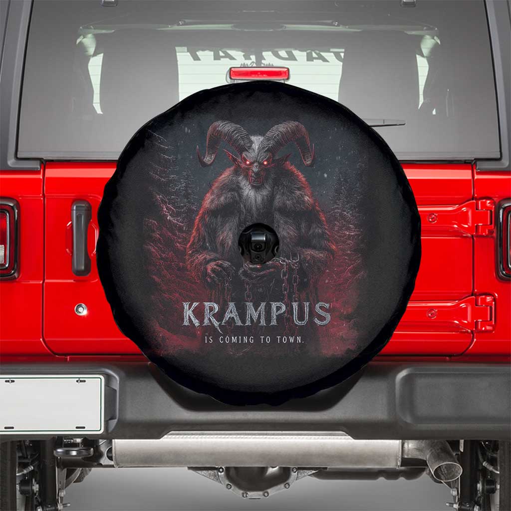 Krampus Is Coming To Town Spare Tire Cover Gothic Dark Xmas Gift Horror Holiday TS10 Black Print Your Wear