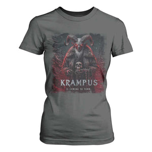 Krampus Is Coming To Town T Shirt For Women Gothic Dark Xmas Gift Horror Holiday TS10 Dark Heather Print Your Wear