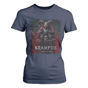 Krampus Is Coming To Town T Shirt For Women Gothic Dark Xmas Gift Horror Holiday TS10 Navy Print Your Wear