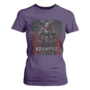 Krampus Is Coming To Town T Shirt For Women Gothic Dark Xmas Gift Horror Holiday TS10 Purple Print Your Wear