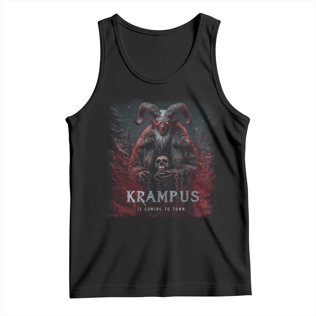 Krampus Is Coming To Town Tank Top Gothic Dark Xmas Gift Horror Holiday TS10 Black Print Your Wear
