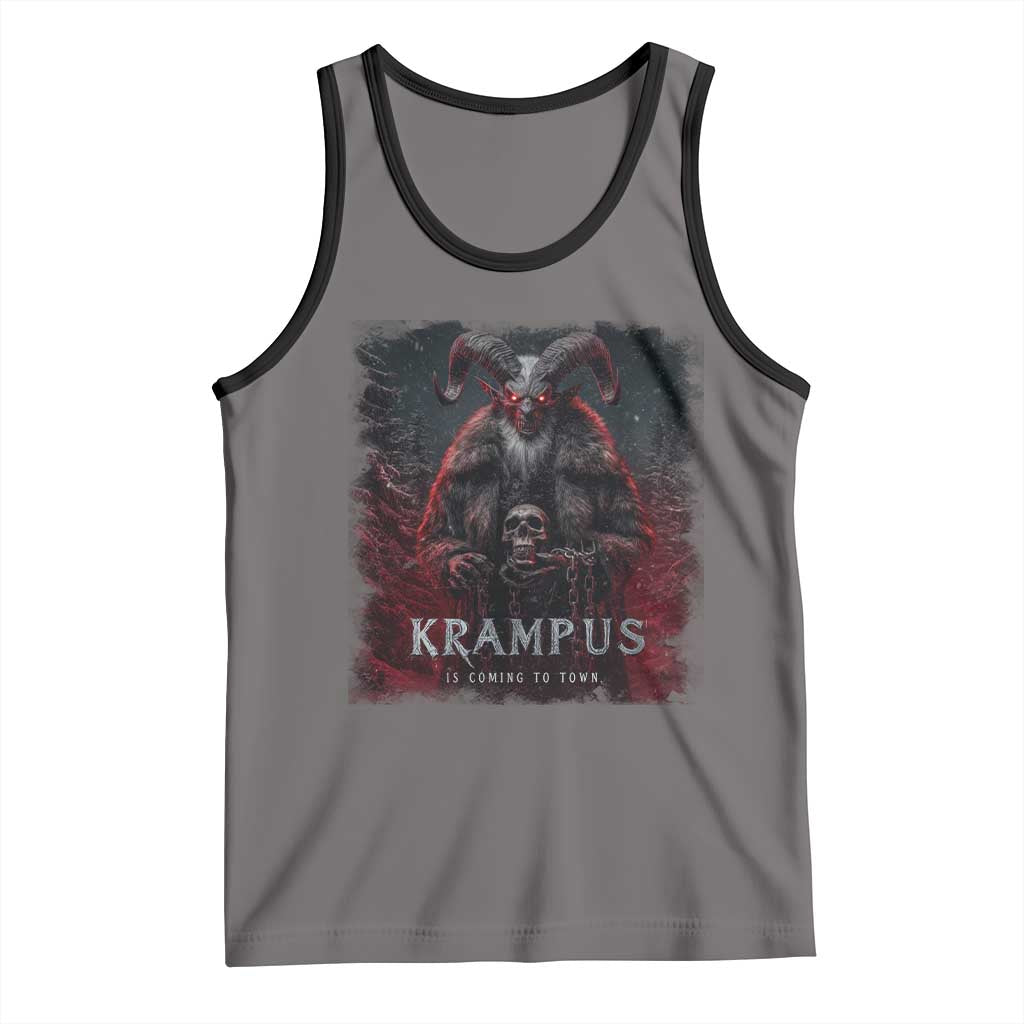 Krampus Is Coming To Town Tank Top Gothic Dark Xmas Gift Horror Holiday TS10 Deep Heather Black Print Your Wear