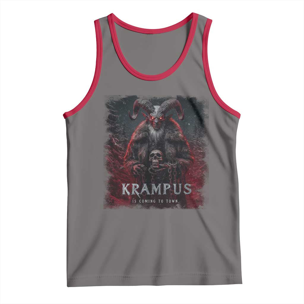 Krampus Is Coming To Town Tank Top Gothic Dark Xmas Gift Horror Holiday TS10 Deep Heather Red Print Your Wear
