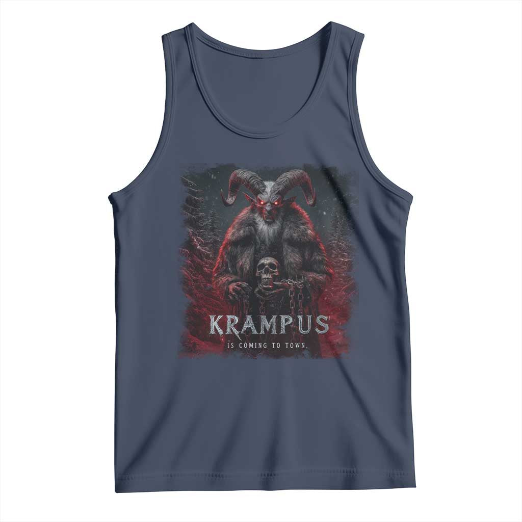 Krampus Is Coming To Town Tank Top Gothic Dark Xmas Gift Horror Holiday TS10 Navy Print Your Wear