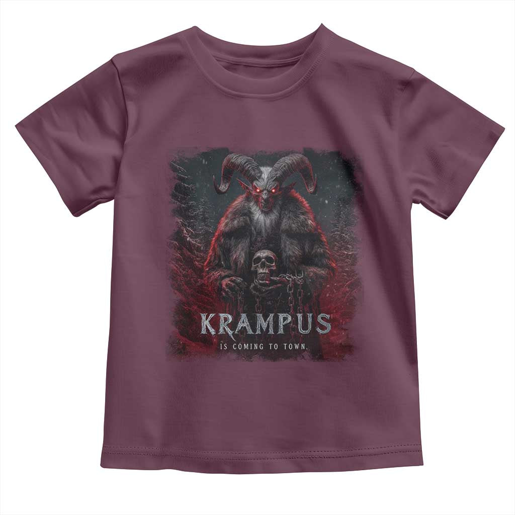 Krampus Is Coming To Town Toddler T Shirt Gothic Dark Xmas Gift Horror Holiday TS10 Maroon Print Your Wear