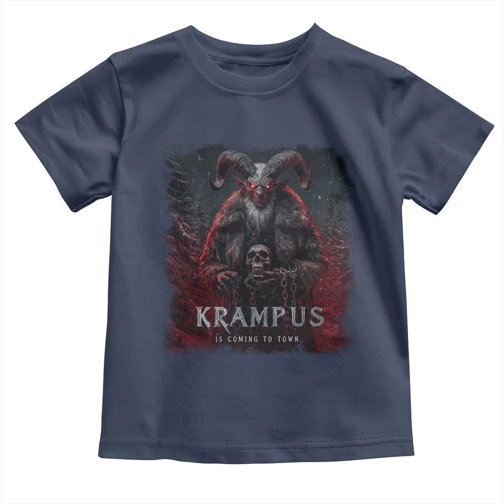 Krampus Is Coming To Town Toddler T Shirt Gothic Dark Xmas Gift Horror Holiday TS10 Navy Print Your Wear