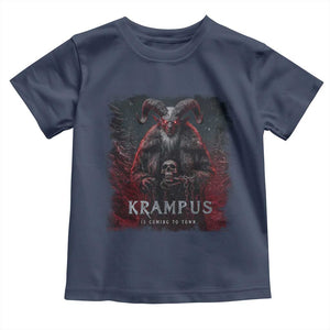 Krampus Is Coming To Town Toddler T Shirt Gothic Dark Xmas Gift Horror Holiday TS10 Navy Print Your Wear