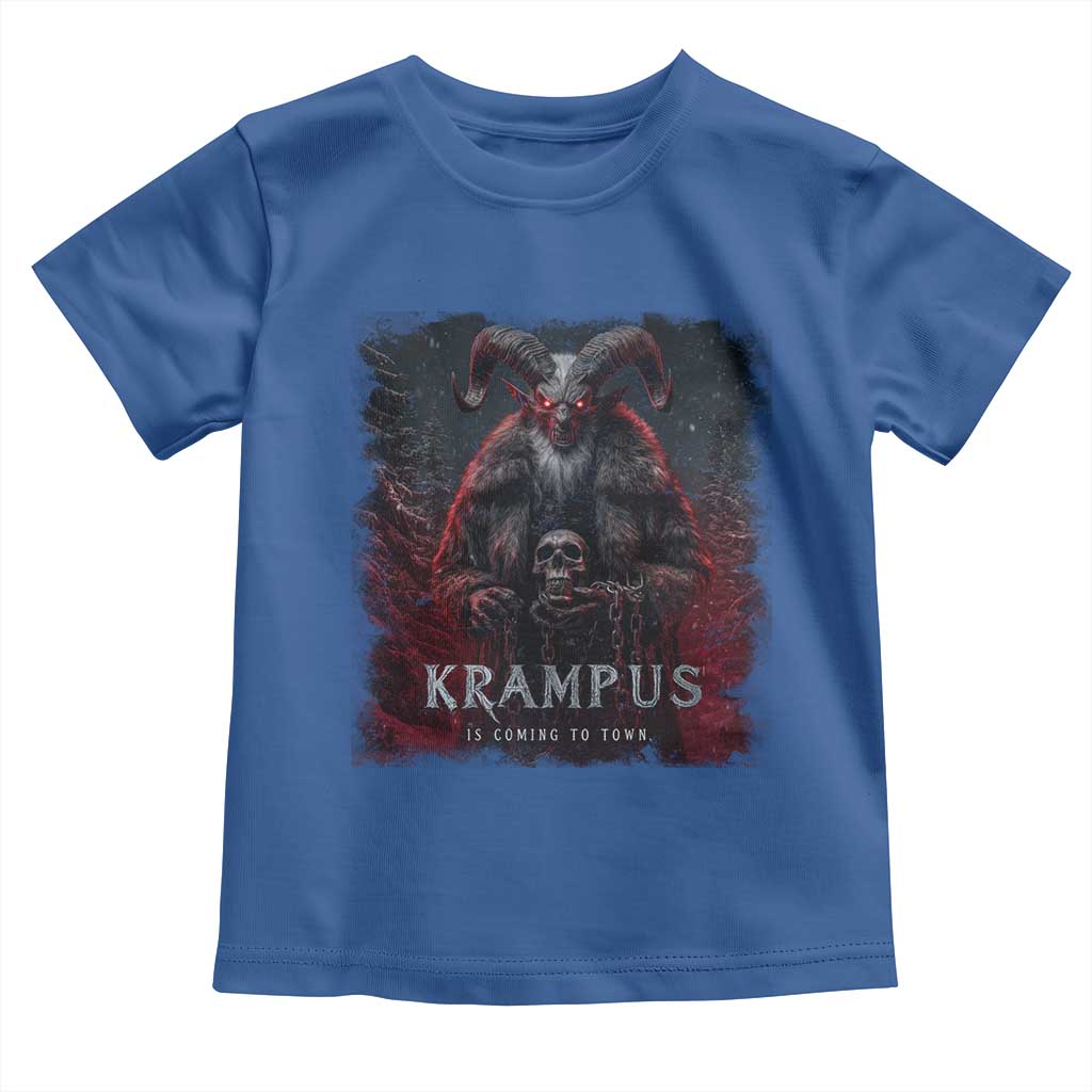 Krampus Is Coming To Town Toddler T Shirt Gothic Dark Xmas Gift Horror Holiday TS10 Royal Blue Print Your Wear