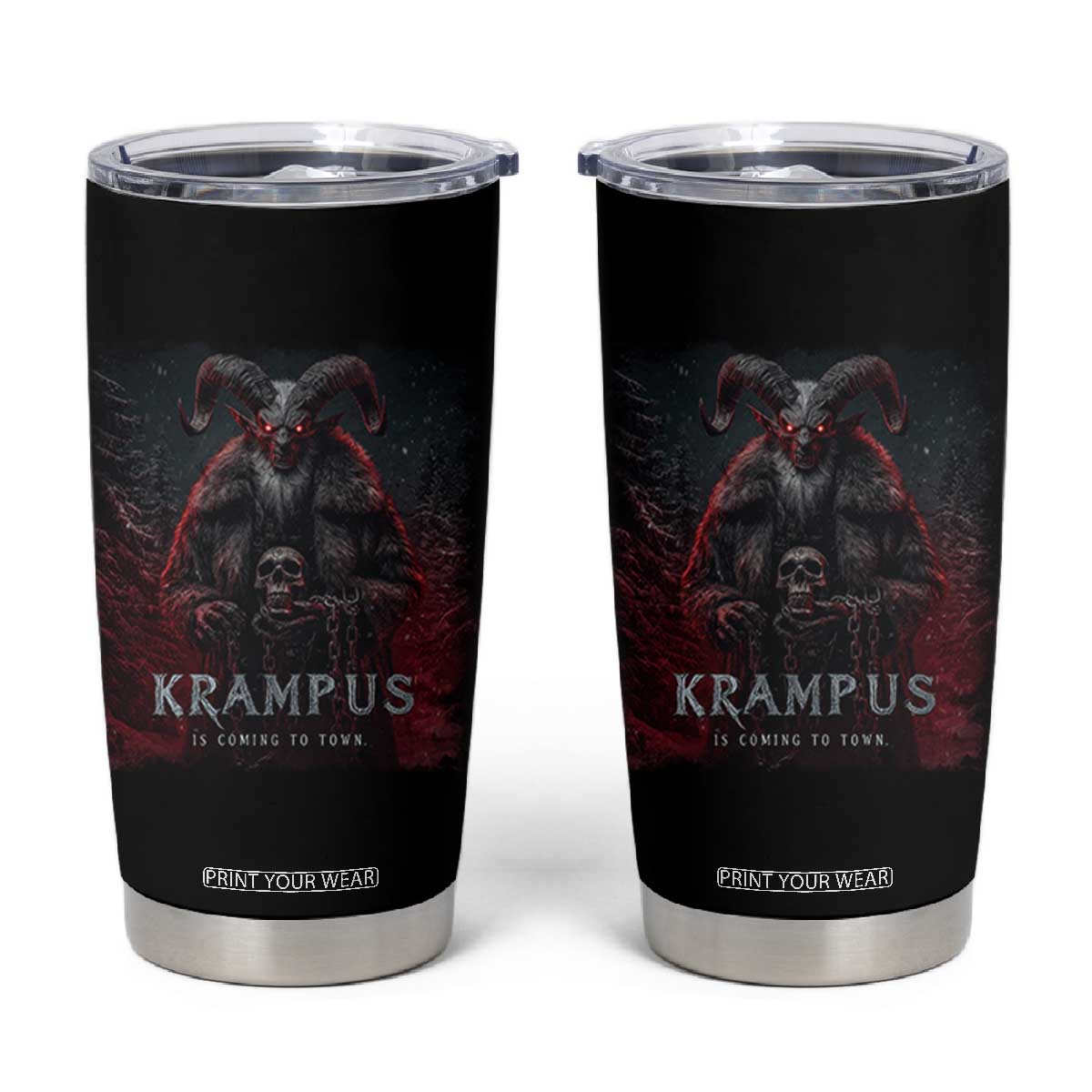 Krampus Is Coming To Town Tumbler Cup Gothic Dark Xmas Gift Horror Holiday TS10 Black Print Your Wear