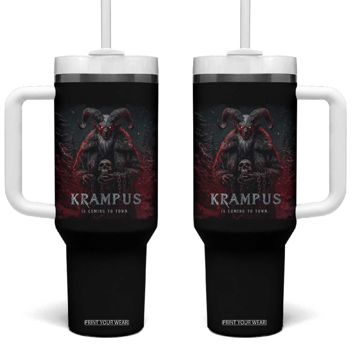 Krampus Is Coming To Town Tumbler With Handle Gothic Dark Xmas Gift Horror Holiday TS10 One Size: 40 oz Black Print Your Wear