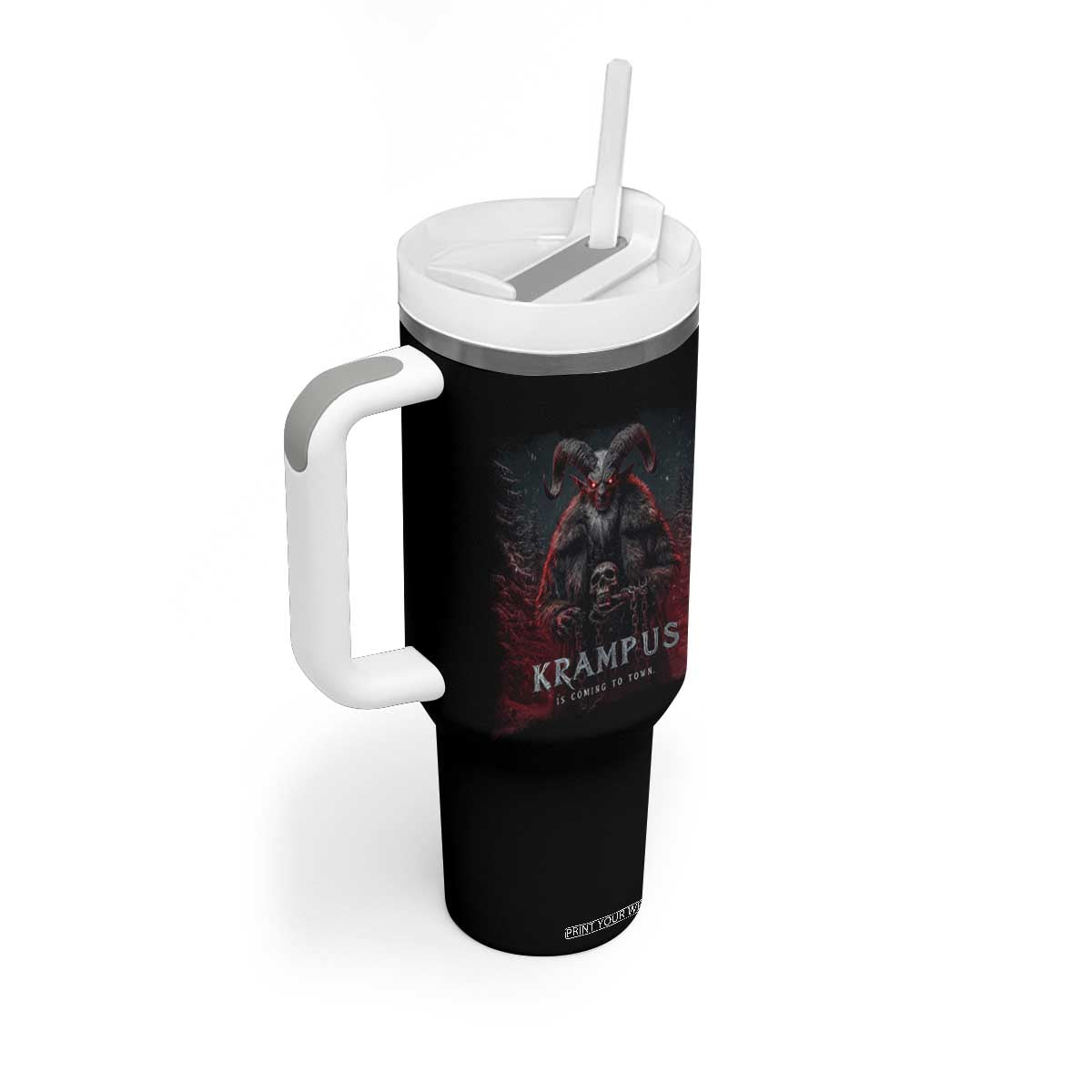 Krampus Is Coming To Town Tumbler With Handle Gothic Dark Xmas Gift Horror Holiday TS10 Print Your Wear