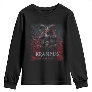 Krampus Is Coming To Town Youth Sweatshirt Gothic Dark Xmas Gift Horror Holiday TS10 Black Print Your Wear