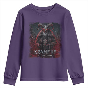 Krampus Is Coming To Town Youth Sweatshirt Gothic Dark Xmas Gift Horror Holiday TS10 Purple Print Your Wear