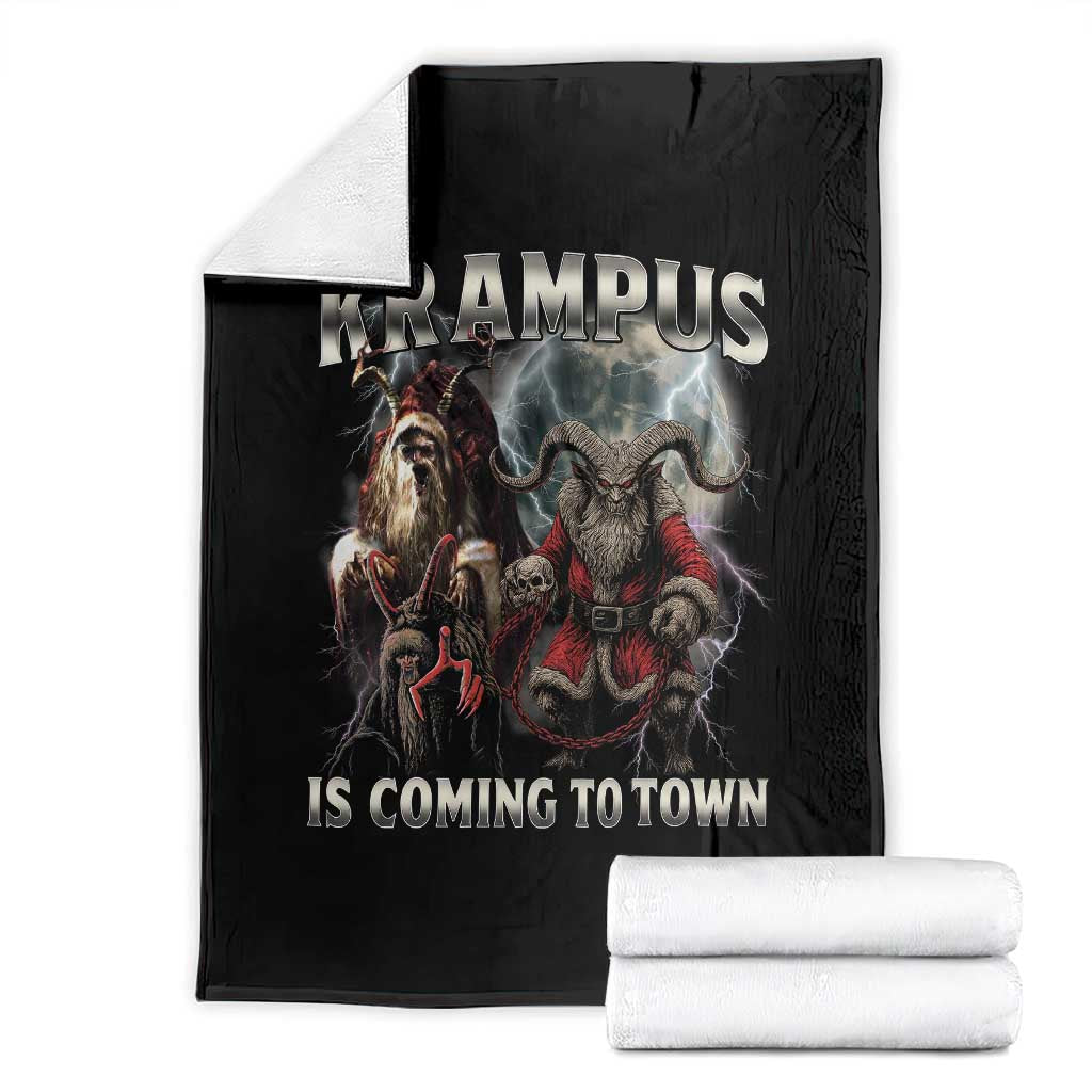 Krampus Is Coming To Town Throw Blanket Vintage Gothic Dark Xmas Gift Horror Holiday TS10 Black Print Your Wear